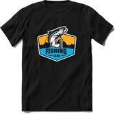 Fishing - Vissen T-Shirt | Grappig Verjaardag Vis Hobby Cadeau Shirt | Dames - Heren - Unisex | Tshirt Hengelsport Kleding Kado - Zwart - XXL