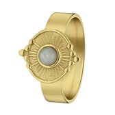 Stalen goldplated ring met ronde cats eye