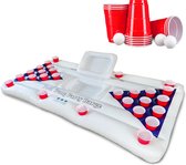 Beerpong Luchtbed met 24 Kunststof Bekers, 4 Pingpong Ballen en Koelvak voor Drank – 178x80x13cm – Bierpong Zwembad – Water Beerpong – Luchtmatras Bier Pong – Beer Pong Drijvend –