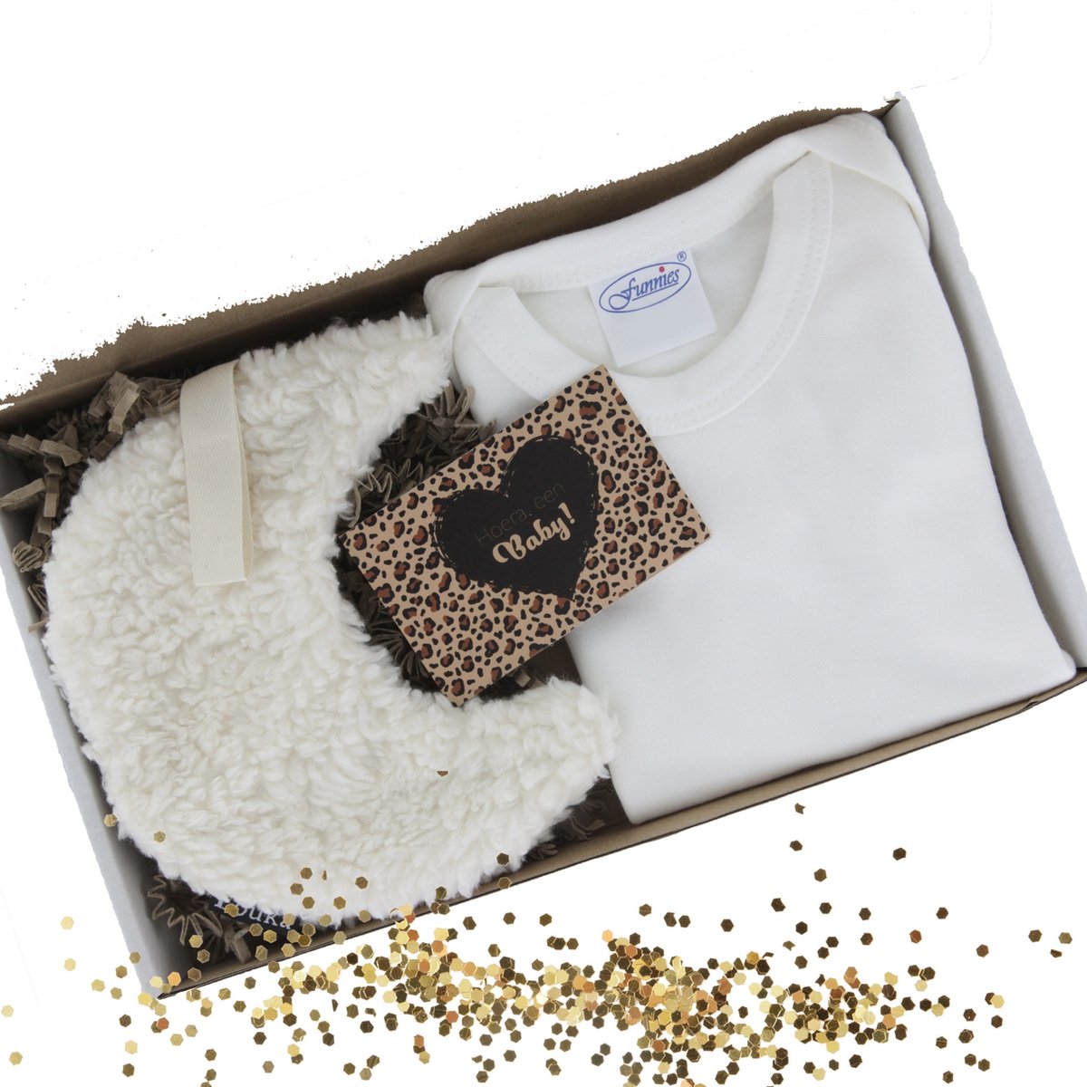 Goedkoopste Louka Brievenbus Kraamkado crème - kraambox - kraammand - Louka Speendoekje maan - Funnies rompertje -excl. Bibs speen