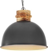 vidaXL Hanglamp industrieel rond E27 50 cm massief mangohout grijs