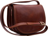 SENSE Isabella Toscaanse Leren dames schoudertas cognac -Italiaanse echte lederen  - Crossbody bag