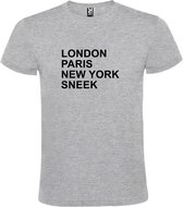 Grijs t-shirt met " London, Paris , New York, Sneek " print Zwart size XL