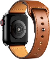 Geschikt voor Apple Watch bandje 38 / 40 / 41 mm - Series 1 2 3 4 5 6 7 SE - Smartwatch iWatch horloge band - 38mm 40mm 41mm - Fungus - PU Leer - Bruin - Druksluiting