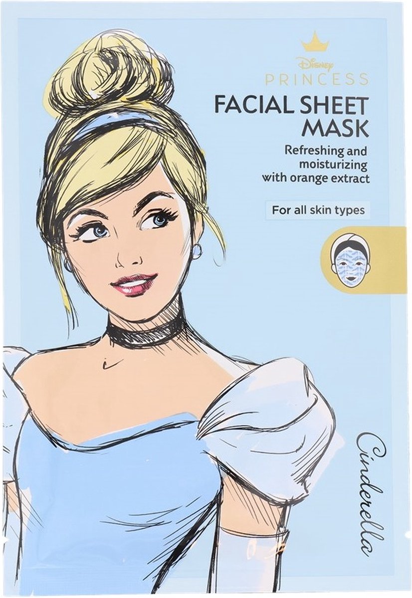 Disney Pricess facial sheet mask - gezichtsmasker assepoester - tissue masker - orange - sinaasappel