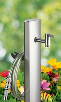 Point d'eau avec porte-tuyau - aluminium poli - robinet extérieur - robinet
