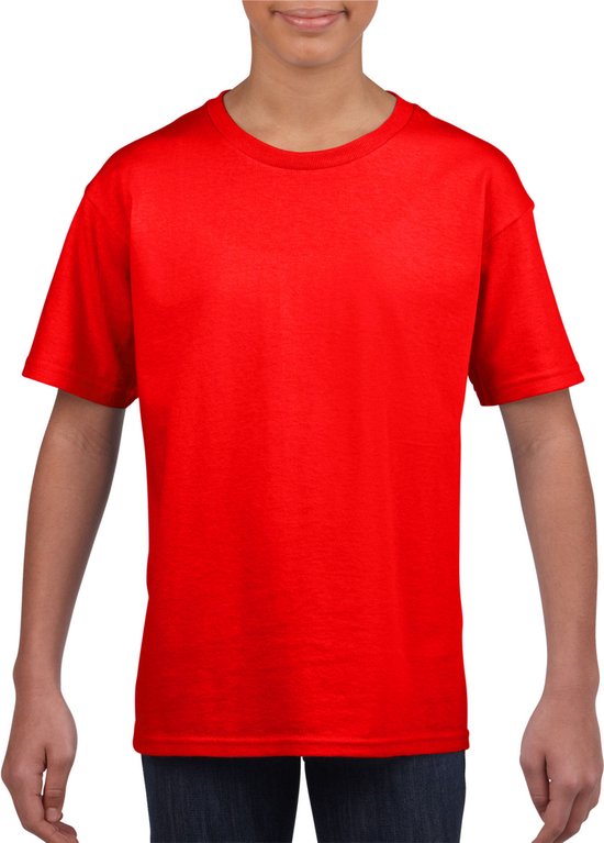 Rood basic t-shirt met ronde hals voor kinderen unisex- katoen - 145 grams - rode shirts / kleding voor jongens en meisjes M (116-134)