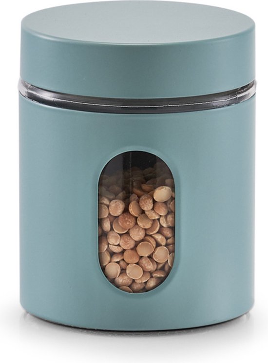 1x Boîtes / bocaux de conservation vert eucalyptus avec fenêtre 600 ml - Zeller - Ustensiles de cuisine - Bocaux de conservation / bocaux de conservation - Boîtes de conservation / boîtes de stockage - Consservation alimentaire