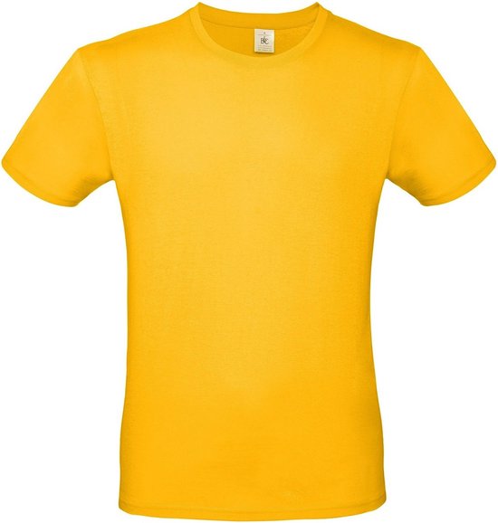 Geel basic t-shirt met ronde hals voor heren - katoen - 145 grams - gele shirts / kleding L (52)