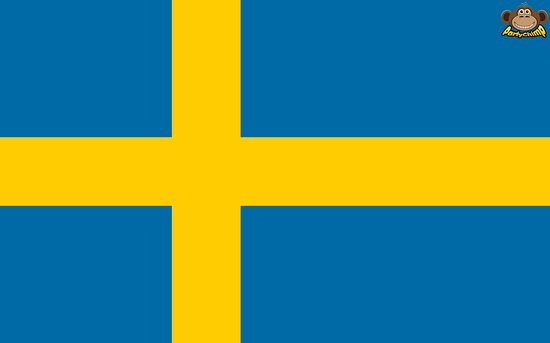 Partychimp Zweedse Vlag Zweden 90x150 Cm - Polyester - Blauw/Geel |