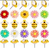 Punaises bloemen en bijen - Kantooraccessoire - Prikbord – bloemen punaises - bijen punaises - punaise - natuur punaises - punaises voor school - cadeau voor de leraar -bedankje -