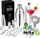 Cocktailsets - Cocktailshakerset - 22 delige barkeeperset - Baraccessoires - roestvrij staal - Grote 550ml - voor thuis of de bar