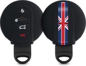 kwmobile autosleutel hoesje geschikt voor Mini 3-knops Smart Key autosleutel - Autosleutel behuizing in rood / blauw / zwart - Union Jack met Strepen design
