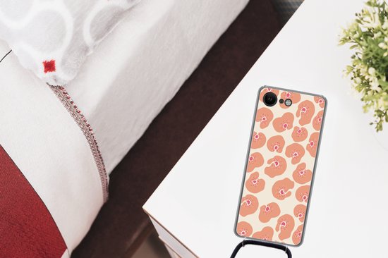 Coque avec cordon iPhone SE 2020 - Bloem - Motif - Abstrait - Siliconen - Bandoulière - Coque arrière avec cordon - Etui pour téléphone avec cordon - Etui avec corde - Cadeaux chaussures - Petits cadeaux - Sinterklaas pour les grands enfants