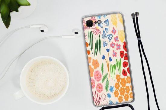 Coque avec cordon iPhone SE 2020 - Fleurs - Motifs - Fleurs des champs - Siliconen - Bandoulière - Coque arrière avec cordon - Coque pour téléphone avec cordon - Coque avec corde