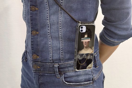 Coque avec cordon iPhone 12 - Peinture - Peinture - Arc-en-ciel - Siliconen - Bandoulière - Coque arrière avec cordon - Coque pour téléphone avec cordon - Coque avec corde