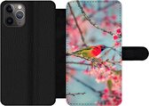 Bookcase Geschikt voor iPhone 11 Pro telefoonhoesje - Vogel - Sakura - Kleuren - Met vakjes - Wallet case met magneetsluiting