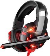 Noise cancelling hoofdtelefoon - Gaming headset met Microfoon - Rood - Gaming headset pc ps4 xbox one - Gaming Headset ps4 met microfoon voor laptop - Koptelefoon kinderen met microfoon - Koptelefoon met draad - Gaming Headsets