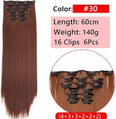 Synthetic Clip In HairExtensions sets kleur 30 Medium Auburn 60cm 140 gram