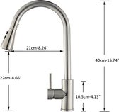 Uittrekbare keukenkraan – 2-in-1 functie – Multifunctioneel Nikkel Keukenkraan – Keukenkraan – Gemaakt van nikkel – Strak design – Mengkraan - Keuken
