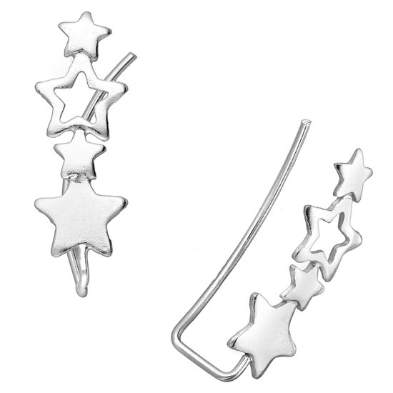 EAR IT UP - Oorklimmers - Sterren - Ear climbers - Earclimbers - Ear crawlers - 925 sterling zilver - 20 x 6,5 mm - 1 paar