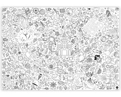 Kleurbaar Tafelkleed kleurplaat - Inkleuren Inkleurbaar tafel kleed - Mermaid Onderwater Zeemeermin Onderwaterwereld Vis Dolfijn Krab Kasteel Prinses…