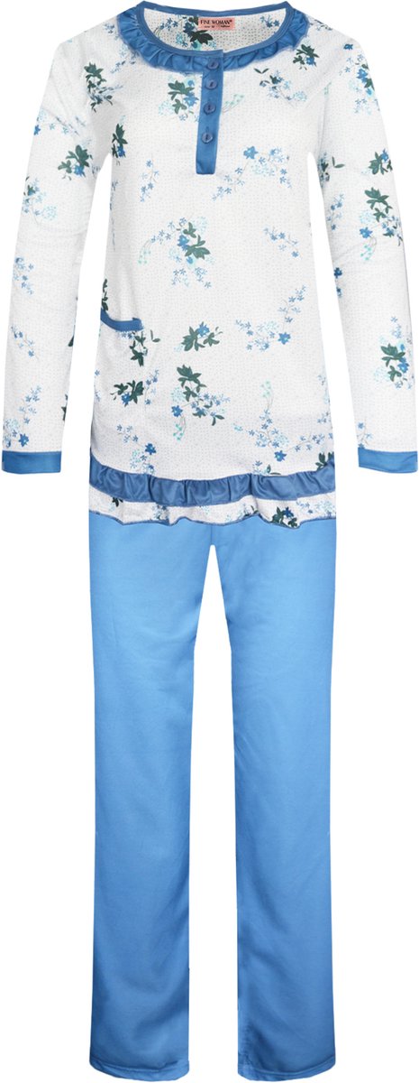 Dames pyjama Fine Woman gebloemd blauw XL