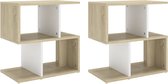 Nachtkastjes 2 st 50x30x51,5 cm spaanplaat wit en sonoma eiken