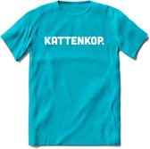 Kattenkop - Katten T-Shirt Kleding Cadeau | Dames - Heren - Unisex | Kat / Dieren shirt | Grappig Verjaardag kado | Tshirt Met Print | - Blauw - 3XL