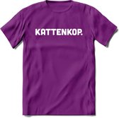 Kattenkop - Katten T-Shirt Kleding Cadeau | Dames - Heren - Unisex | Kat / Dieren shirt | Grappig Verjaardag kado | Tshirt Met Print | - Paars - XL
