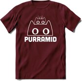 Purrramid - Katten T-Shirt Kleding Cadeau | Dames - Heren - Unisex | Kat / Dieren shirt | Grappig Verjaardag kado | Tshirt Met Print | - Burgundy - L