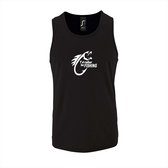 Zwarte Tanktop sportshirt met "I'd rather be Fishing / In ga liever vissen" Print Wit Size L
