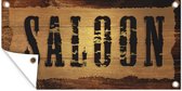Schuttingposter Een illustratie van een houten bar bord 'Saloon' - 200x100 cm - Tuindoek