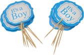 Cupcake Decoratie - Geboorte - Taarttopper - It's a Boy - Prikkers - Jongen - 12 stuks