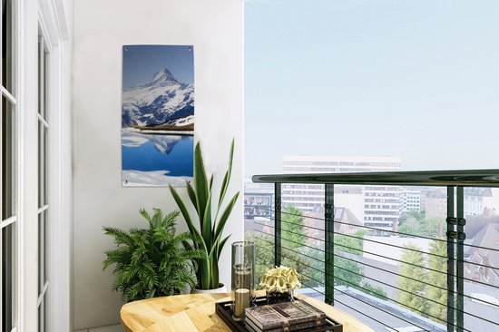 Affiche de jardin Reflet des montagnes enneigées en Suisse dans un lac - 30x60 cm - Toile jardin - Affiche extérieure