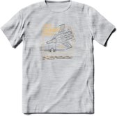 SU-33 Vliegtuig T-Shirt | Unisex leger Kleding | Dames - Heren Straaljager shirt | Army F16 | Grappig bouwpakket Cadeau | - Licht Grijs - Gemaleerd - XL