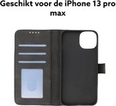 Apple iphone 13 pro max hoesje bookcase zwart met pas houder /iphone 13 pro max hoesje bookcase black met kaart houder
