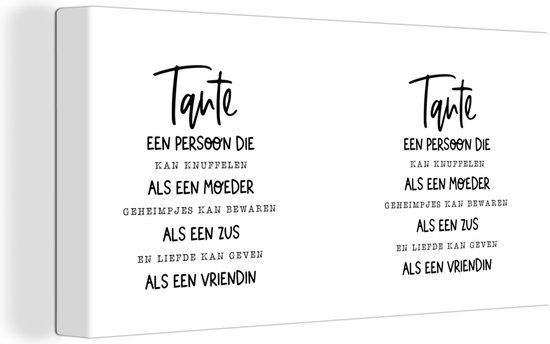 Canvas Schilderij Quotes - Spreuken - 'Tante' - 40x20 cm - Wanddecoratie