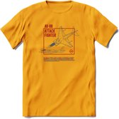 AV-8B Vliegtuig T-Shirt | Unisex leger Kleding | Dames - Heren Straaljager shirt | Army F16 | Grappig bouwpakket Cadeau | - Geel - XXL