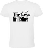 Grillfather Heren t-shirt | BBQ | Barbeque | vlees | chef | kok | keuken | biefstuk | restaurant | horeca | Wit