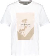 TAIFUN Dames T-shirt met tekstprint GOTS Weiß gemustert-46