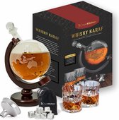 Aye Kitchen Whiskey Set – Decanteer Karaf – Inclusief 2 Glazen & 9 Whiskey Stones – 0,9 L
