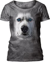 Ladies T-shirt Big Face Siberian Husky L
