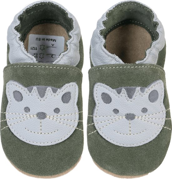 Chaussures bébé en daim de couleur olive de Hobea avec Cat - pointure 16/17