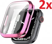 Full Cover Screen Protector Cover Case Bumper Hoesje Geschikt Voor Apple Watch Series 7 45mm - iWatch 45 MM Beschermkap Beschermhoes Screenprotector Beschermer Hoes - Volledige 360 Graden Dis