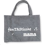 Voor Een FanTAStische Mama - Licht Grijze Vilten Tas A3 - Cadeautje Voor Mama - Shopper Van Vilt - Licht Grijze Vilten Tas Met Hengsels A3 Formaat