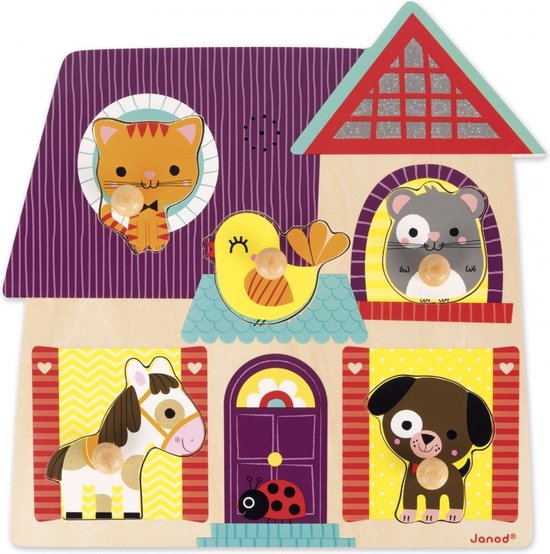 Janod Muziekpuzzel - Mijn Kleine Vrienden - Houten Puzzel Met 5 Stukjes - Elk Puzzelstukje Maakt Een Eigen Dierengeluid - Geschikt Vanaf 18 Maanden van Janod — afbeelding 5