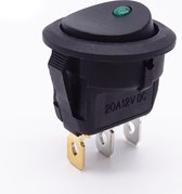 Earu® - KCD3-12 - Wipschakelaar 12V/20A - Rond - LED indicator Groen - Auto/Boot/Camper per stuk