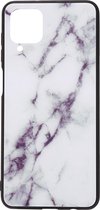 Shop4 - Geschikt voor Samsung Galaxy A22 4G Hoesje - Harde Back Case Marmer Wit