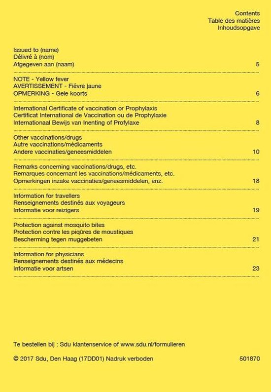 Officiële Vaccinatieboekje - Inentingsboekje ( gele boekje )